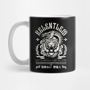 Relentless T-Shirt: Tiger and Dragon Design - Let Persistence Light the Path Te Mug